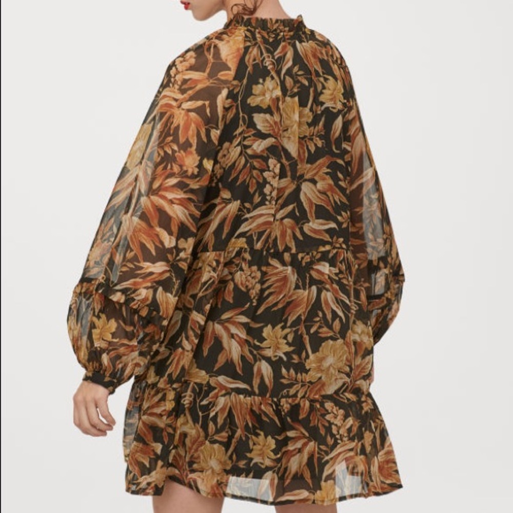 3/$30 Chiffon Wide-Cut Green Leaf Dress